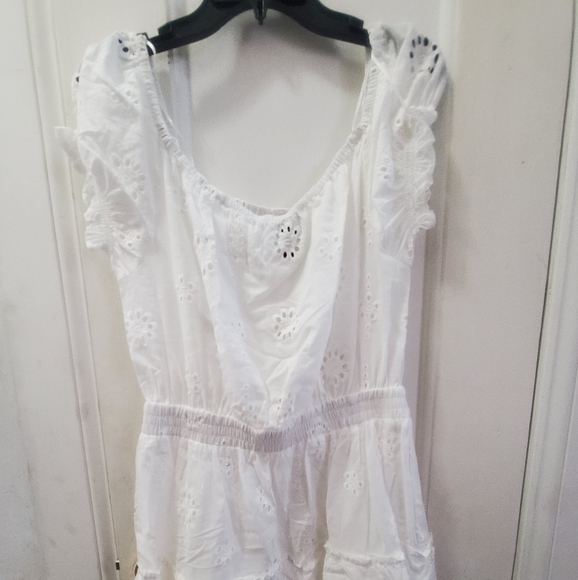 Aqua Eyelet Tiered Peasant Dress - Picture 6 of 6